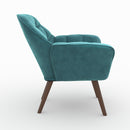Fauteuil Simba en velours bleu canard