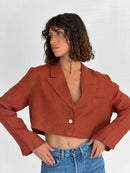 Simeon Linen Jacket - Terracotta