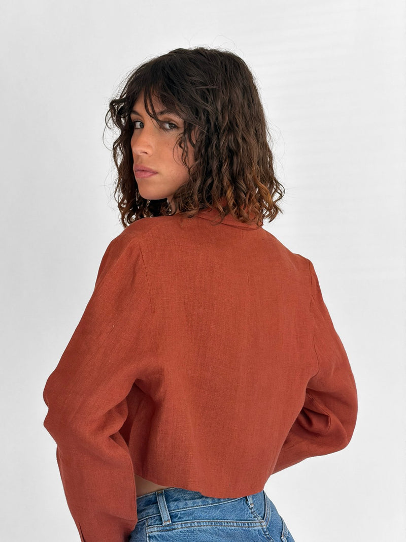 Simeon Linen Jacket - Terracotta