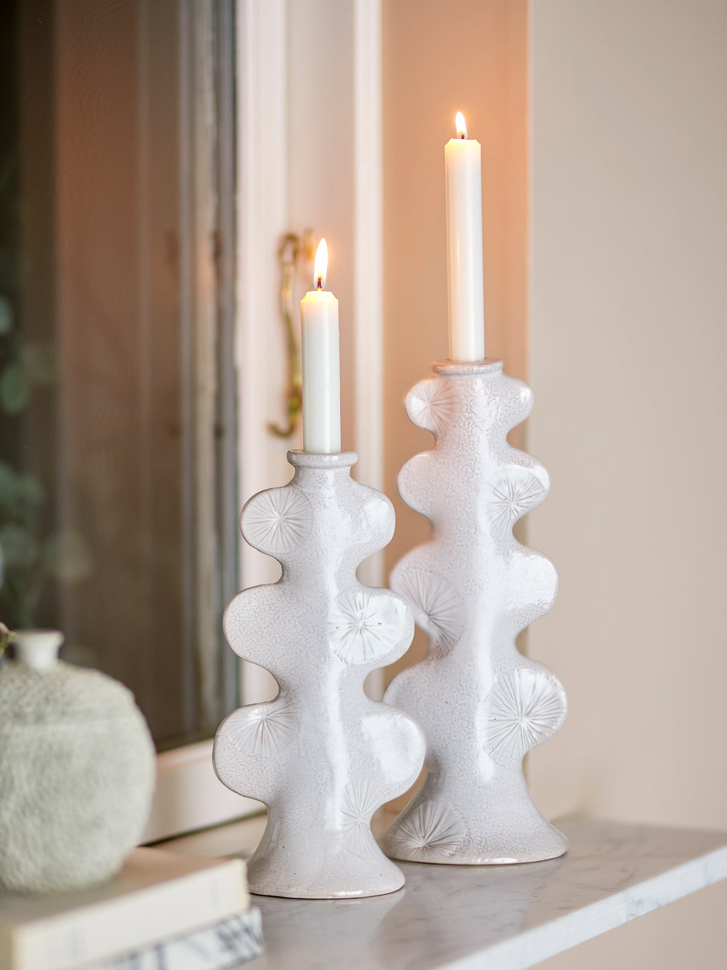 Cason - Candle Holder - White - Stoneware