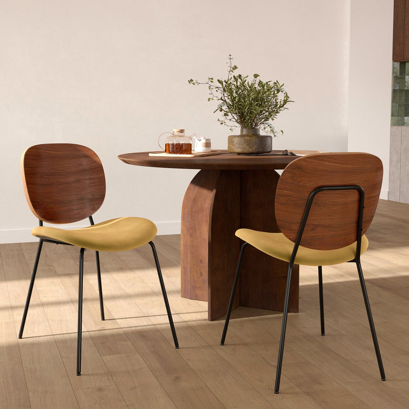 Chaise Simone en velours jaune moutarde (lot de 2)