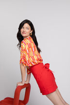 Margaux Red Cotton Gauze Skirt