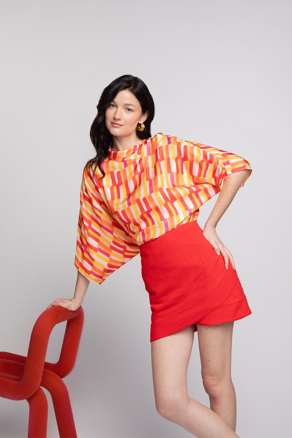 Margaux Red Cotton Gauze Skirt