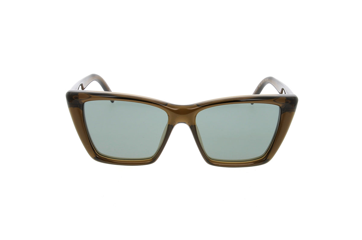 Luxury Eyewear – Lunettes De Soleil - Saint Laurent, lunettes de soleil marron avec verres teintés, vue de face sur fond blanc