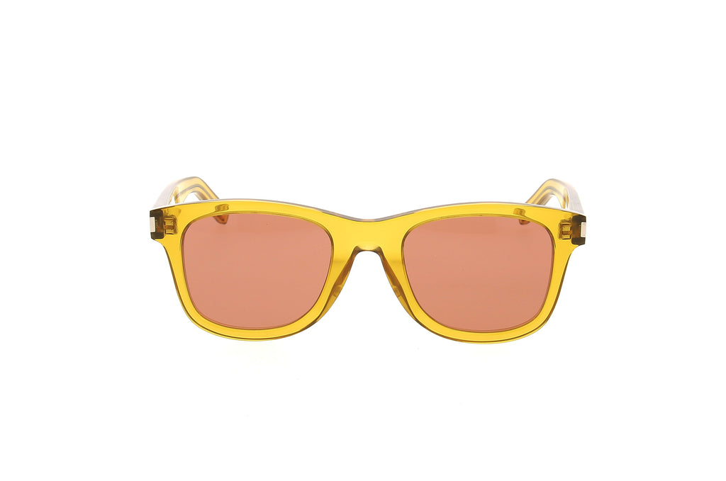 Luxury Eyewear – Lunettes De Soleil - Saint Laurent, lunettes de soleil jaunes avec verres teintés marron, vue de face