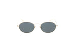 Luxury Eyewear – Zonnebrillen - Saint Laurent, ovale goudkleurige zonnebril met donkergrijze glazen, vooraanzicht