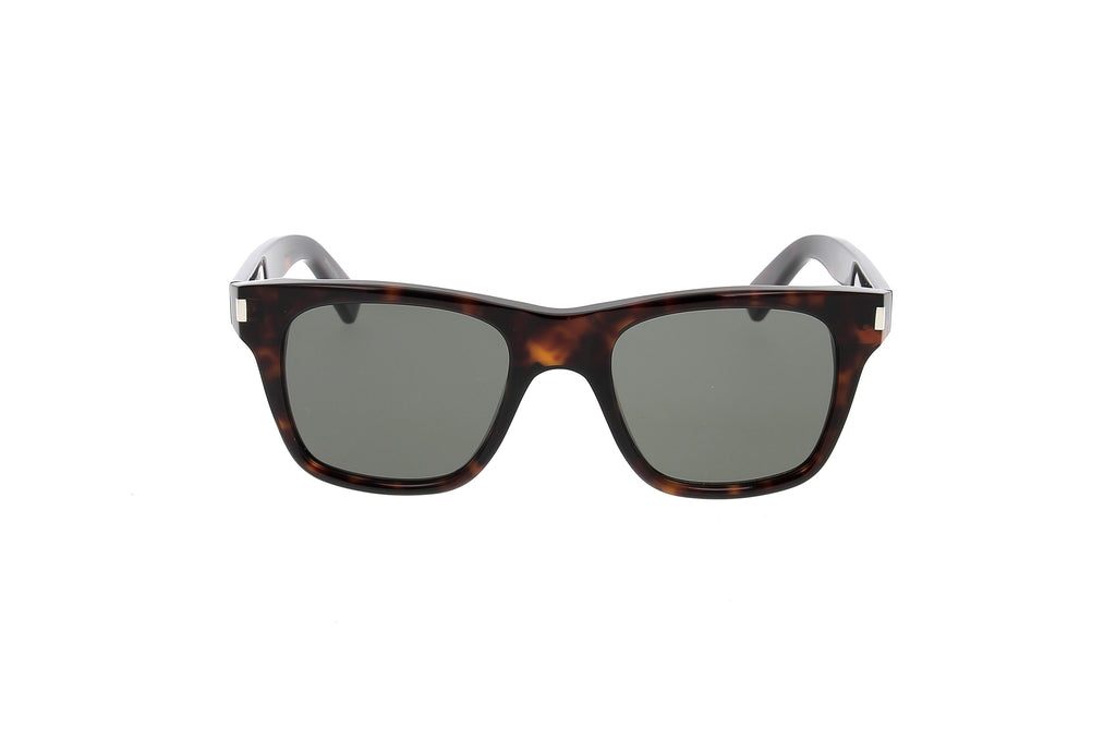 Luxury Eyewear – Lunettes De Soleil - Saint Laurent, lunettes de soleil marron & noir, vue de face, sur fond blanc