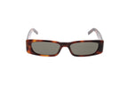 Luxury Eyewear – Zonnebrillen - Saint Laurent, rechthoekige bruine zonnebril met schildpadeffect, vooraanzicht