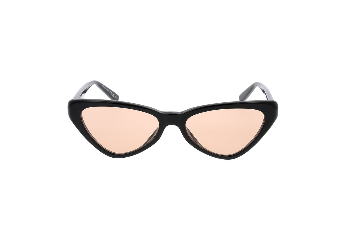 Luxury Eyewear – Lunettes De Soleil - Saint Laurent, lunettes de soleil noires avec verres roses, vue de face sur fond blanc
