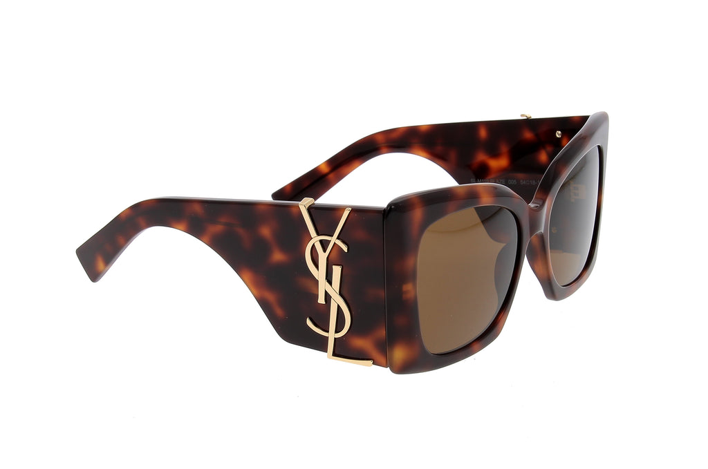 Luxury Eyewear – Lunettes De Soleil - Saint Laurent, lunettes de soleil marron & or, vue de côté