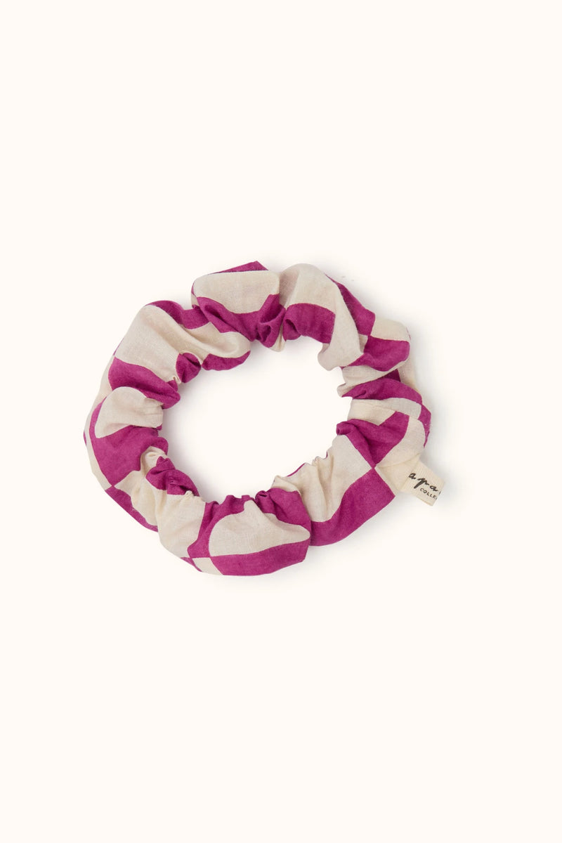 Small Chouchou Manjuk "Damier" - Fuchsia