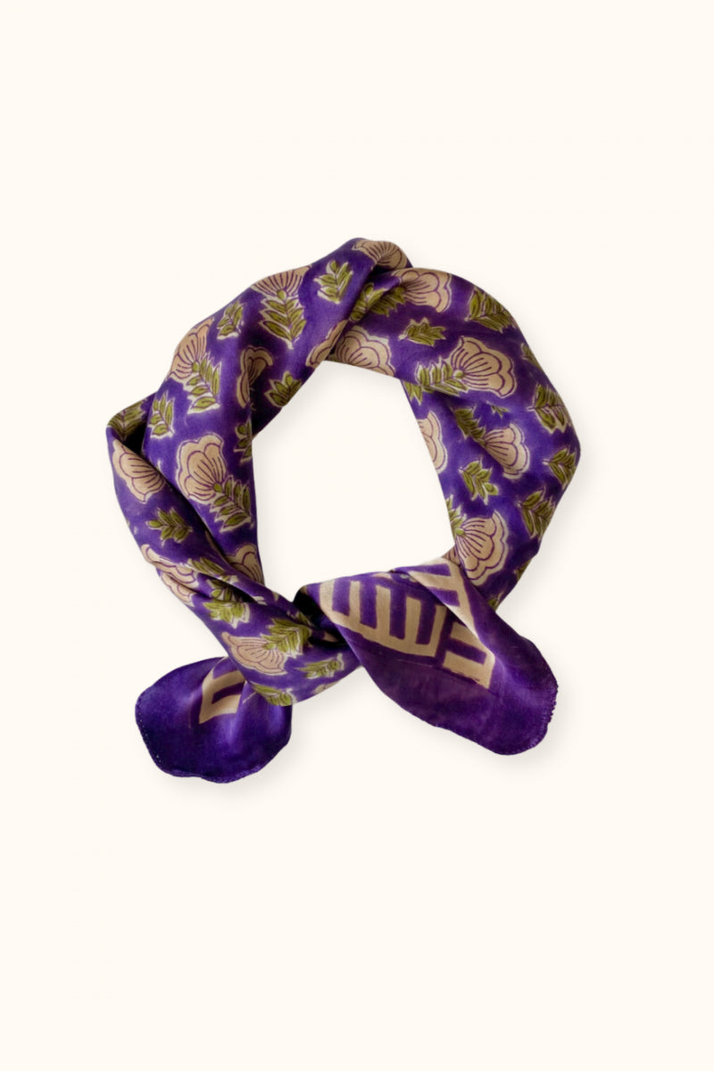 Small Foulard En Soie Manika "Poppy" - Raisin
