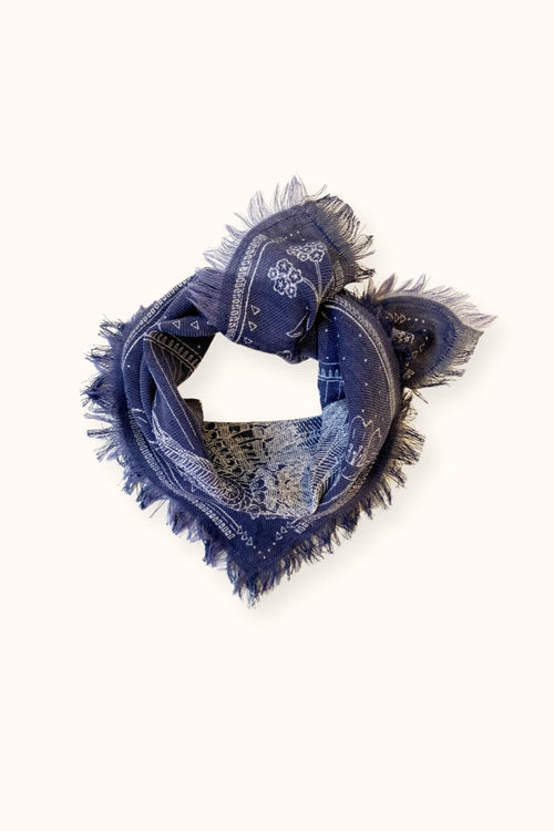 Small Foulard Laine Asha "Iroquois" - Tapenade