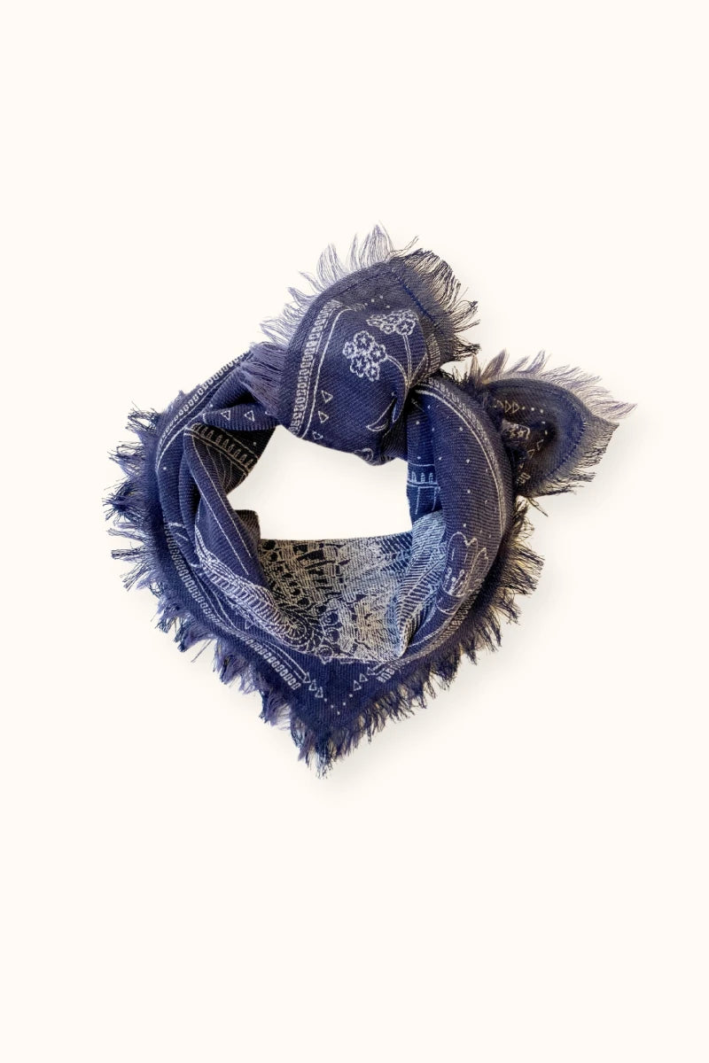 Small Foulard Laine Asha "Iroquois" - Tapenade
