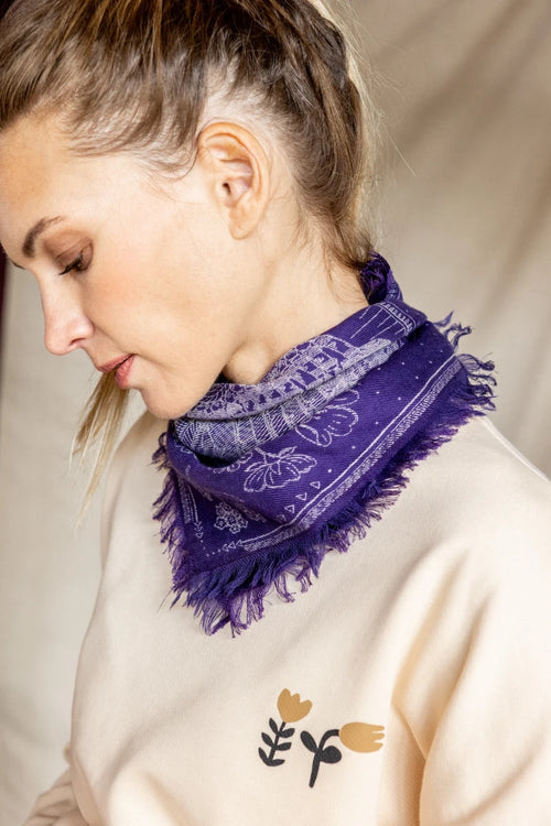 Small Foulard Laine Asha "Iroquois" - Violet