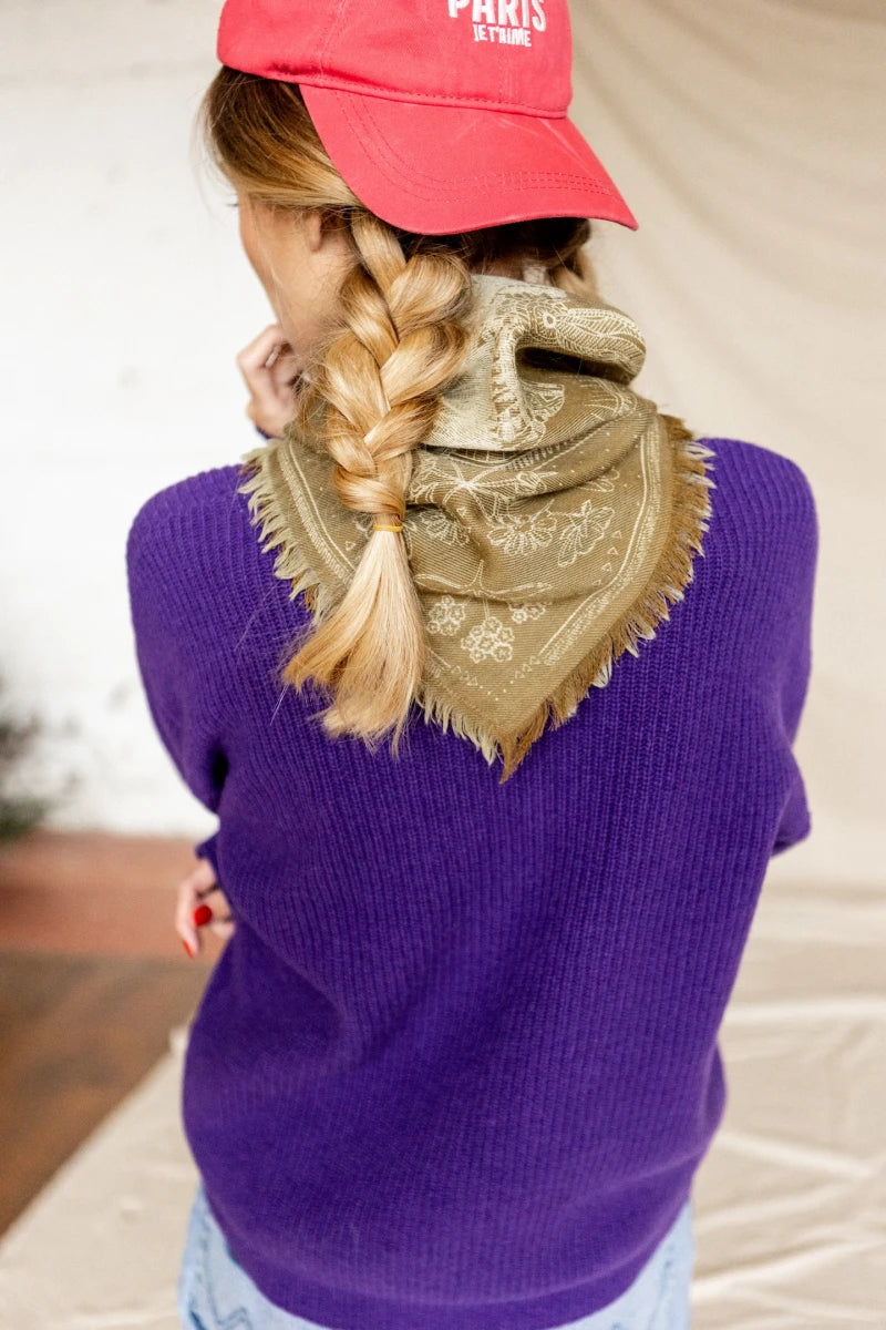 Small Foulard Laine Asha "Iroquois" - Orage