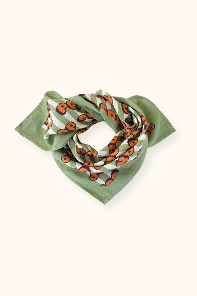 Small Foulard Manika "Pop Corn" - Olive