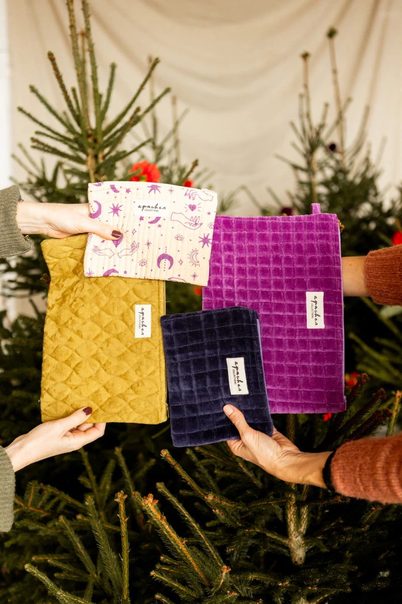 Small Pochette Sana "Velours" - Dahlia