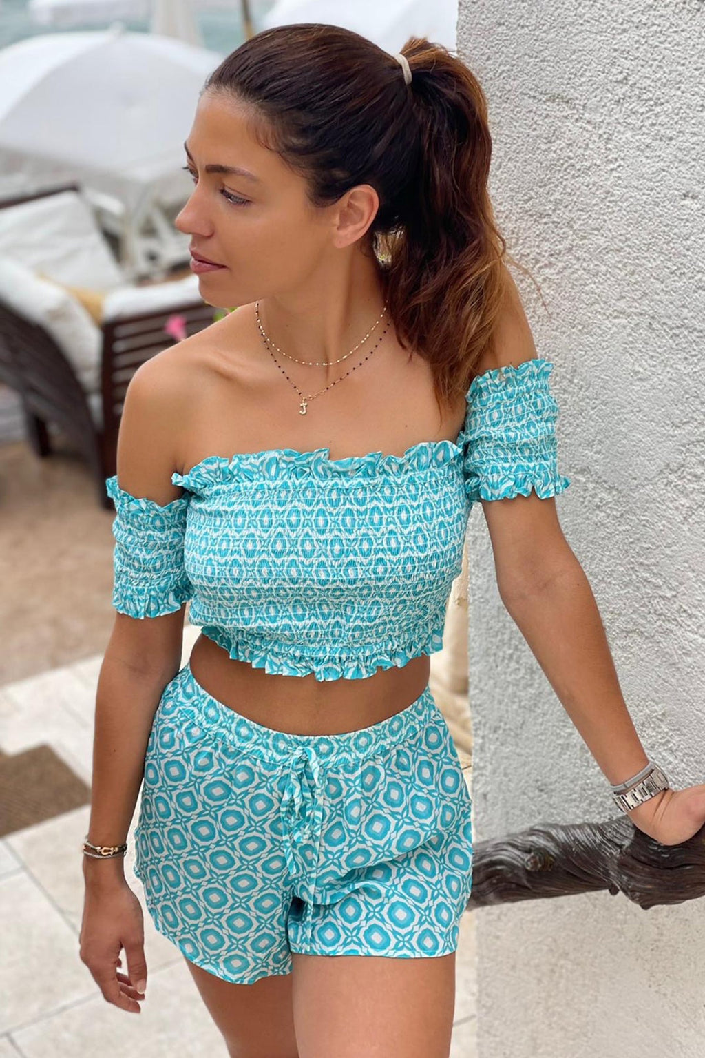 Top de esmoquin - Turquesa
