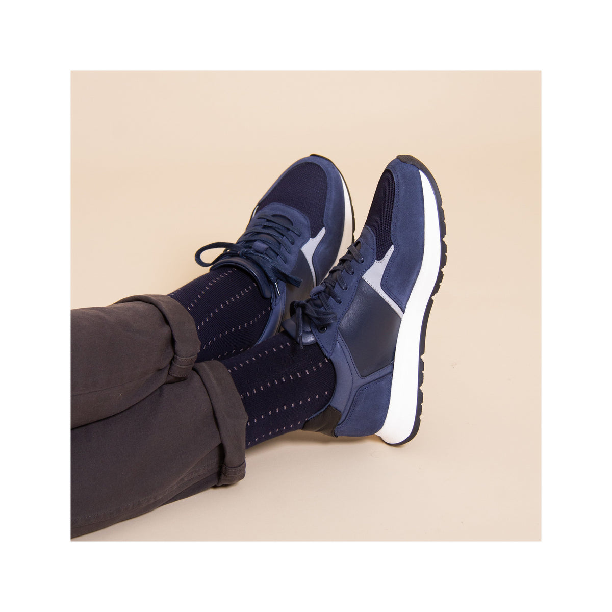 Sneakers Noé Cuir Bleu - Homme