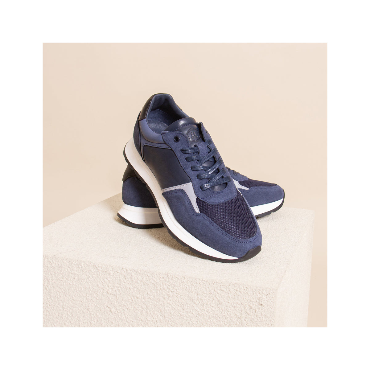 Sneakers Noé Cuir Bleu - Homme
