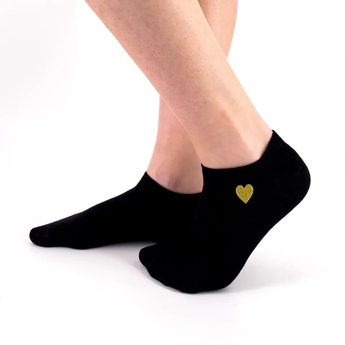 Chaussette basse avec coeur doré sur le côté