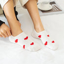 Chaussettes en coton à motif cœur rouge pour femme 