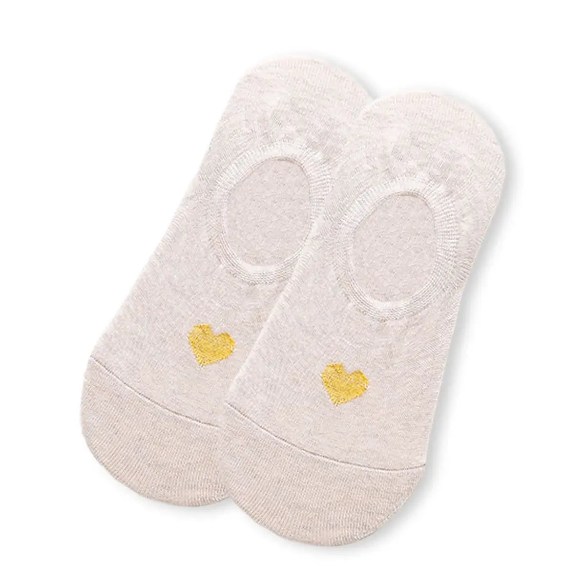 Socquettes invisibles cœur doré. Élégantes, douces et confortables. Coton + élasthanne avec maintien parfait. Lot de 5 pour un style chic discret.