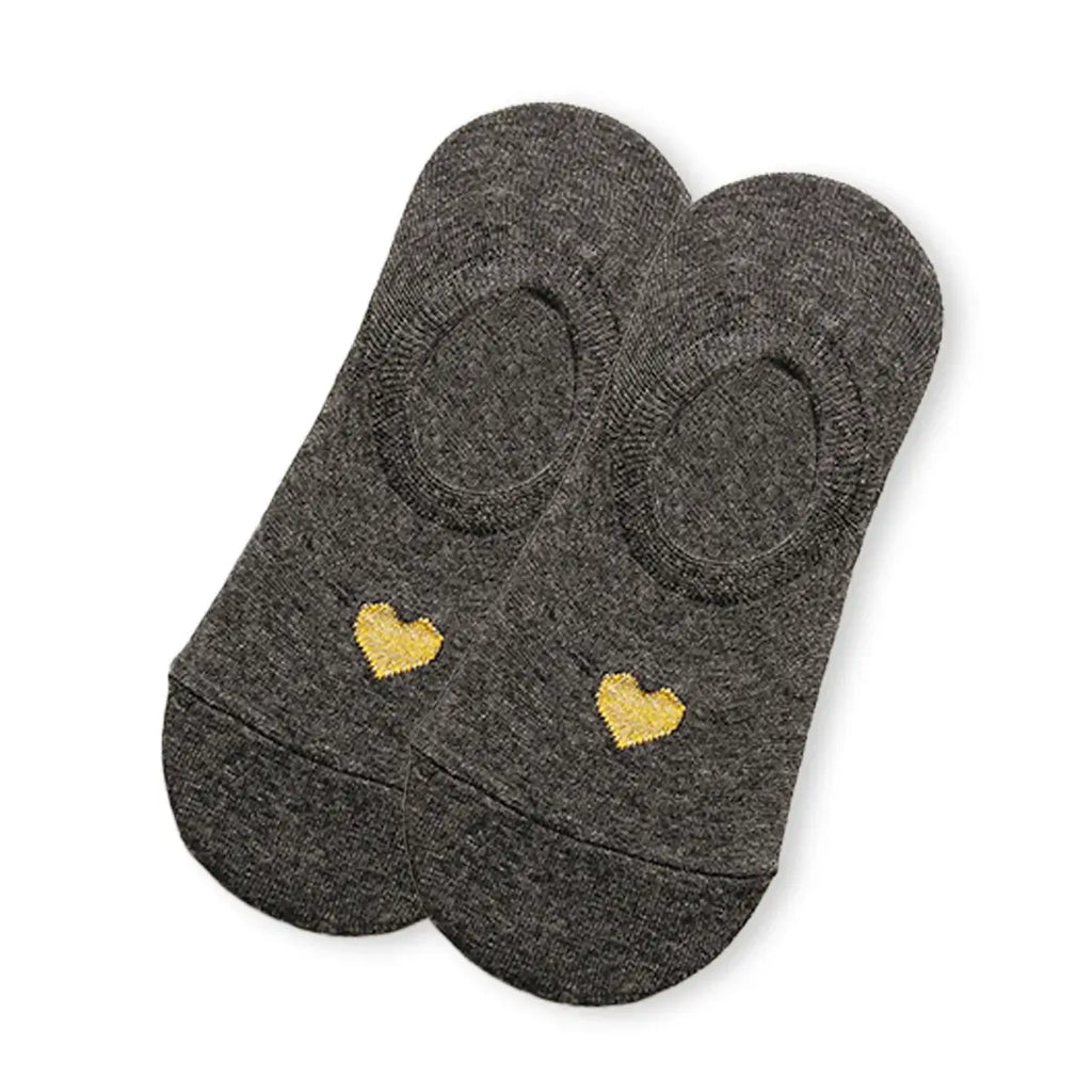 Socquettes invisibles cœur doré. Élégantes, douces et confortables. Coton + élasthanne avec maintien parfait. Lot de 5 pour un style chic discret.