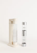 Studio Soda Maker - Sparkling Water Machine + 1L Bottle + Double Bottle (500ml + 350ml) - Off-White
