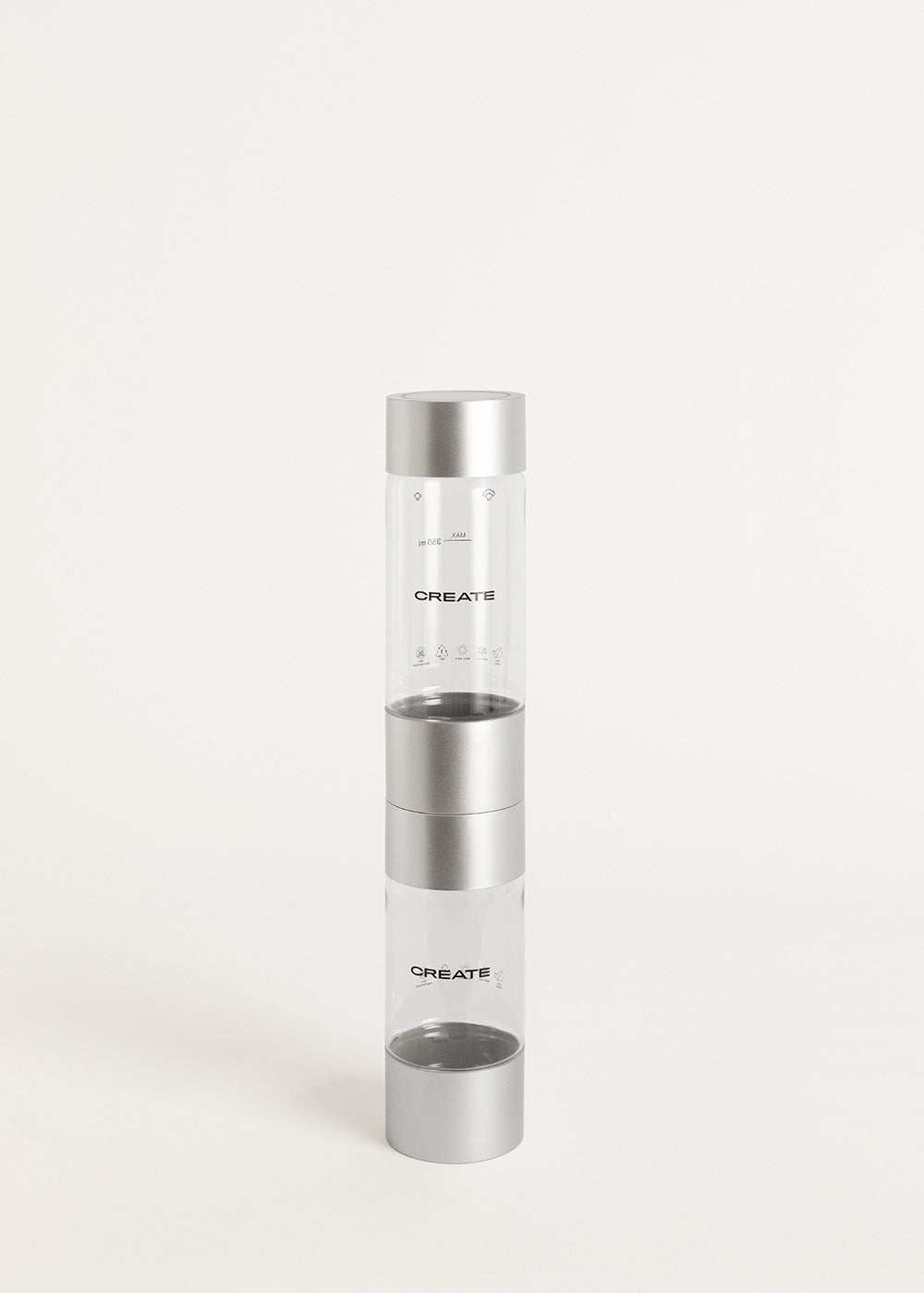 Studio Soda Maker - Sparkling Water Machine + 1L Bottle + Double Bottle (500ml + 350ml) - Off-White