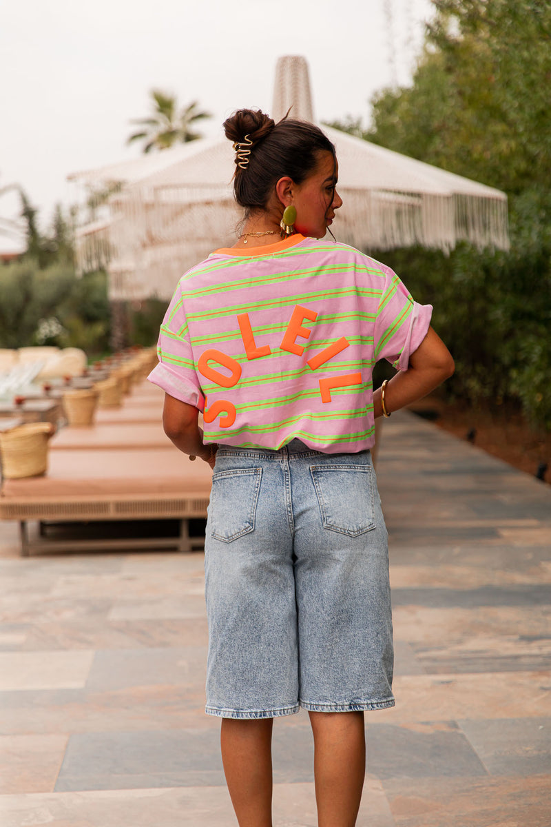 SOLEIL Orange - T-Shirt Rayé