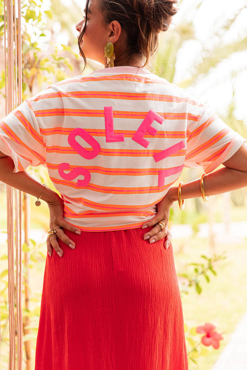 SOLEIL Fuchsia - T-Shirt Rayé