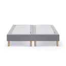 Two-piece grey spring mattress and upholstered bed base set