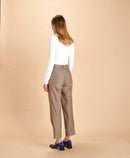 Le Pantalon Linen Femme - Brun