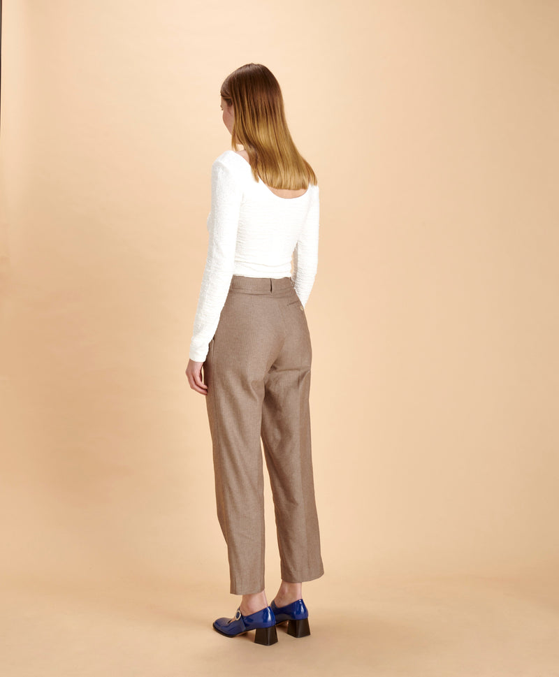 Le Pantalon Linen Femme - Brun