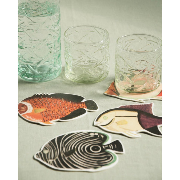 Set Di 4 Sottobicchieri In Linoleum Fishes - Multicolore
