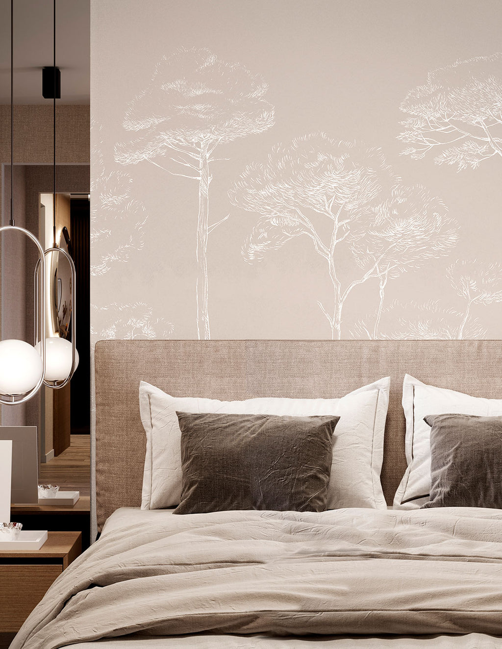 Fresque Sous Les Pins - Beige Galet