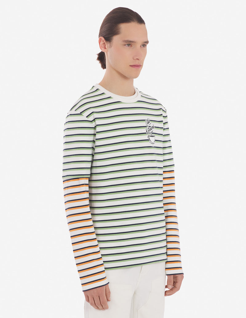 T-Shirt Coffee Cup Rayures - Matcha/Blanc/Marine