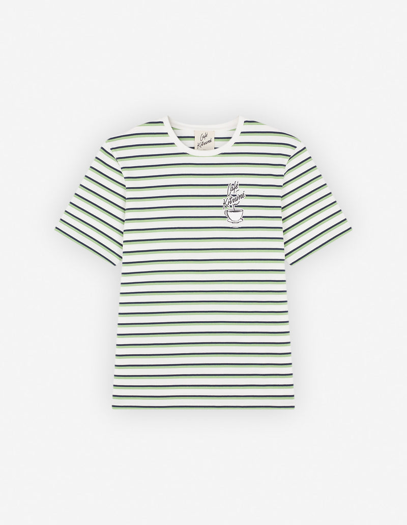 T-Shirt Coffee Cup Rayures - Matcha/Blanc/Marine