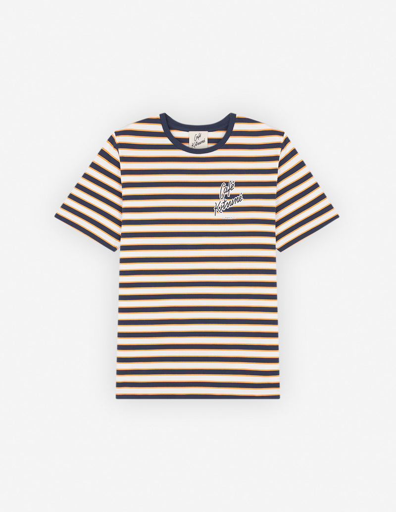 T-Shirt Café Kitsuné Logo Rayures - Marine/Blanc/Fox