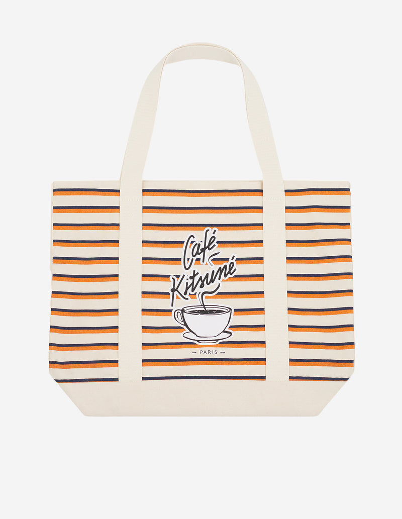 Tote Bag À Rayures Café Kitsuné - Fox/Blanc/Marine