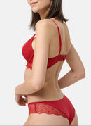 Wonderbra - Soutien-Gorge Triangle Lace Push Up - Rouge - Femme