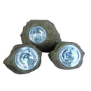 Set of 3 solar garden rocks to install with white LED markings 14 and 9cm - REDDECO.com