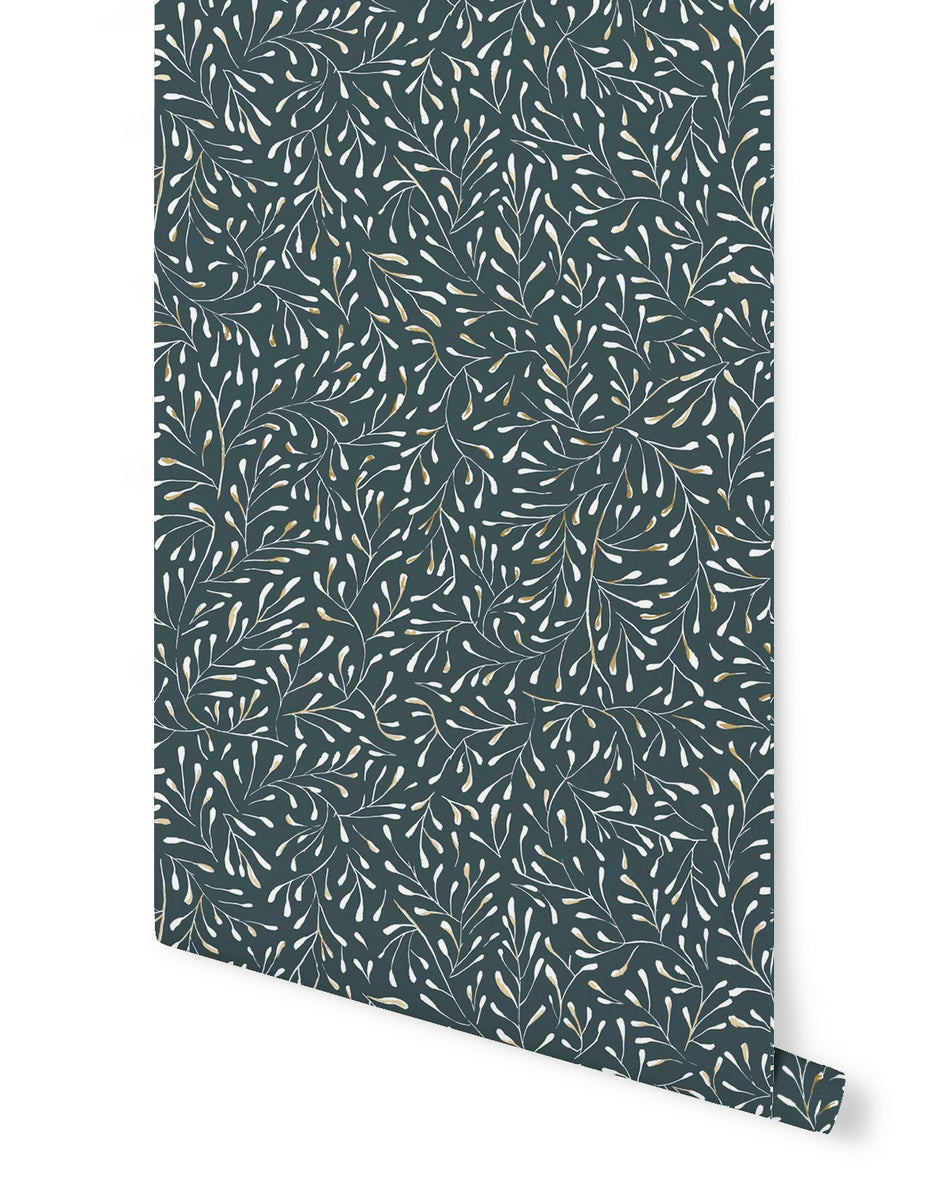 Spring Wallpaper - Blue Gold / White Background
