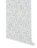 Papier  Blanc Peint Spring - Fondo dorado / azul