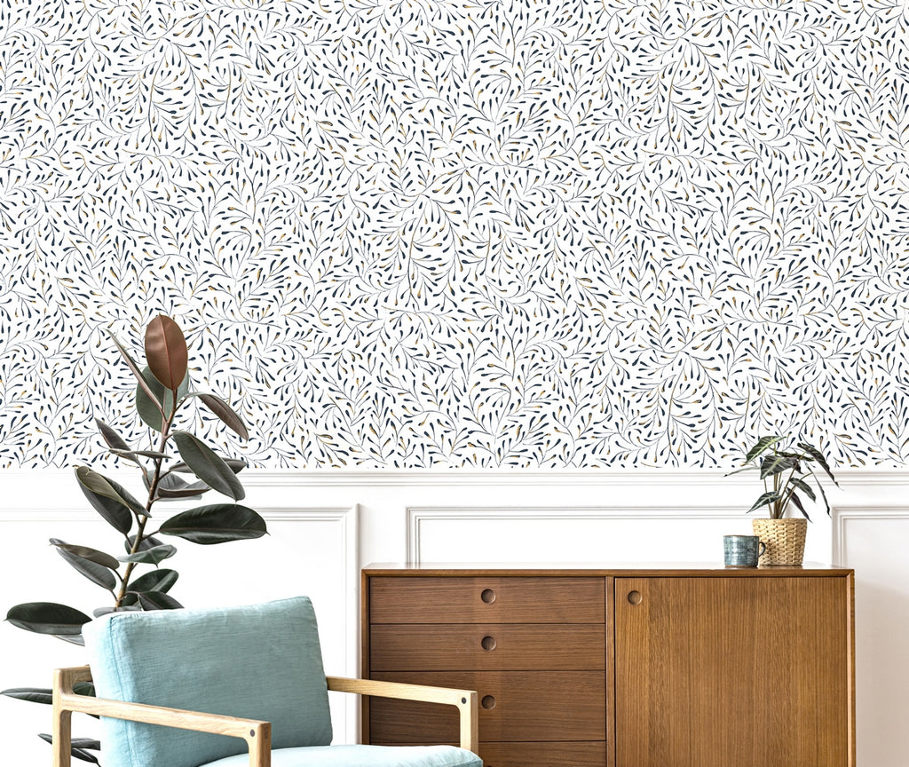 Spring Wallpaper - White Gold / Blue Background