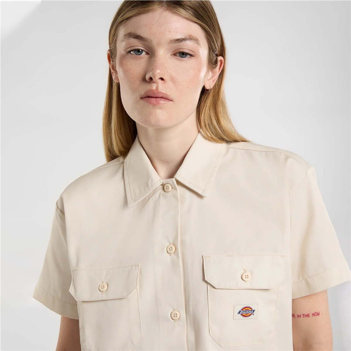 Cropped Work Shirt - Blouse - Whitecap Gray - Whitecap Grey