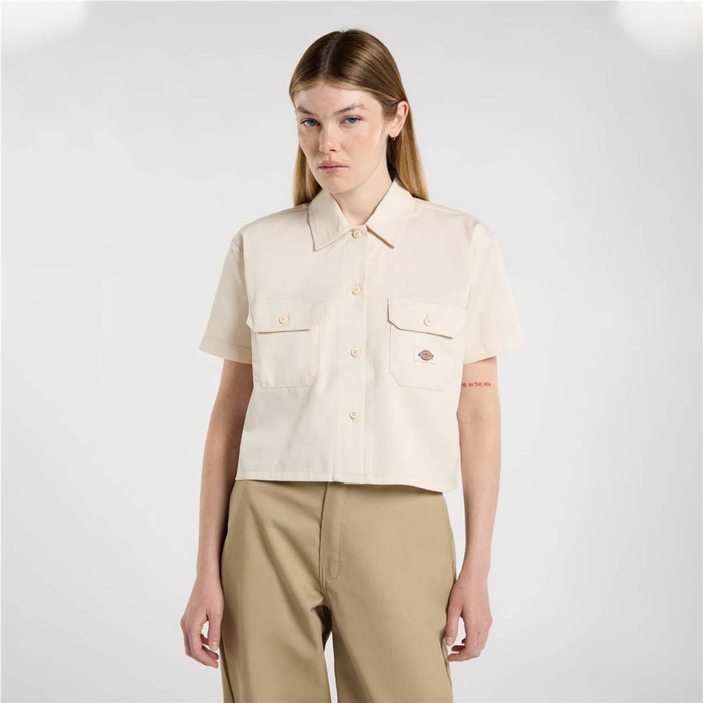 Cropped Work Shirt - Blouse - Whitecap Gray - Whitecap Grey