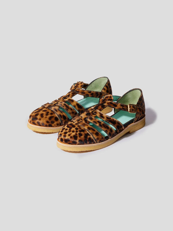 Sandalen Ricky aus Leder mit Leopardenmuster